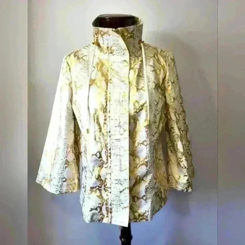 COLLECTIVE WORKS OF BEREK 2 gold and white jacket. Size medium.
